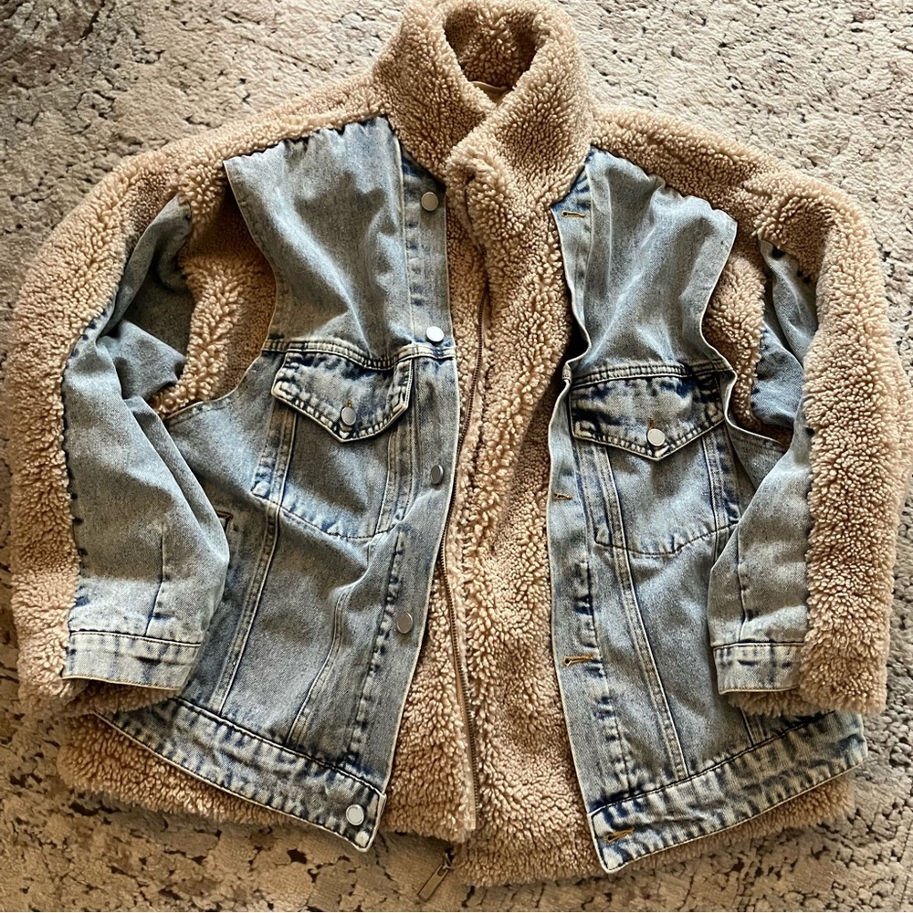 Anthropologie BLANKNYC fuzzy wuzzy Sherpa denim Jacket - Picture 9 of 15